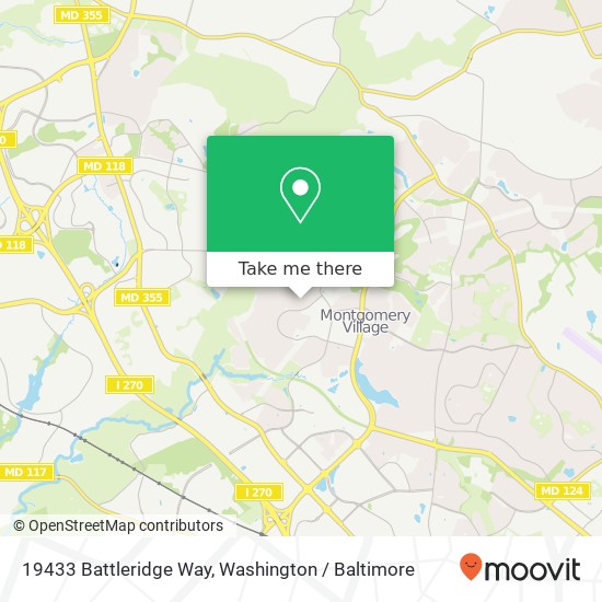 Mapa de 19433 Battleridge Way, Montgomery Village, MD 20886