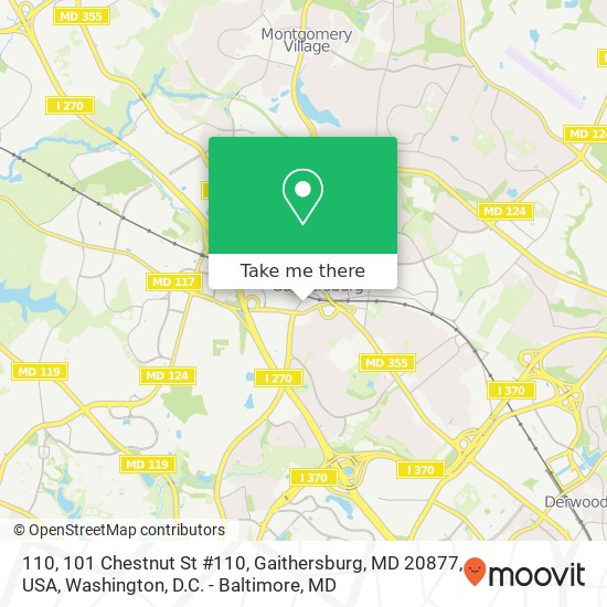 Mapa de 110, 101 Chestnut St #110, Gaithersburg, MD 20877, USA