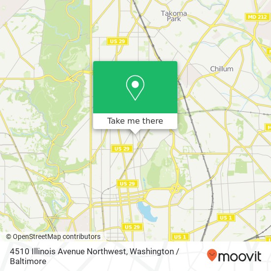 Mapa de 4510 Illinois Avenue Northwest, 4510 Illinois Ave NW, Washington, DC 20011, USA