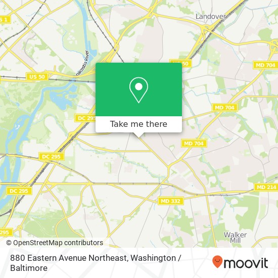 880 Eastern Avenue Northeast, 880 Eastern Ave NE, Washington, DC 20019, USA map