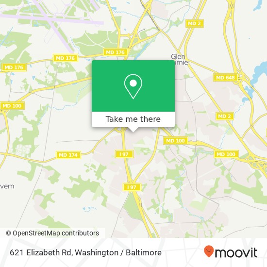 Mapa de 621 Elizabeth Rd, Glen Burnie, MD 21061