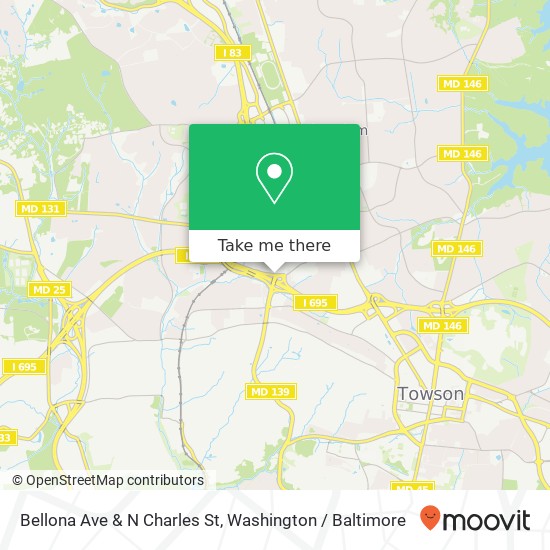 Mapa de Bellona Ave & N Charles St, Lutherville Timonium, MD 21093