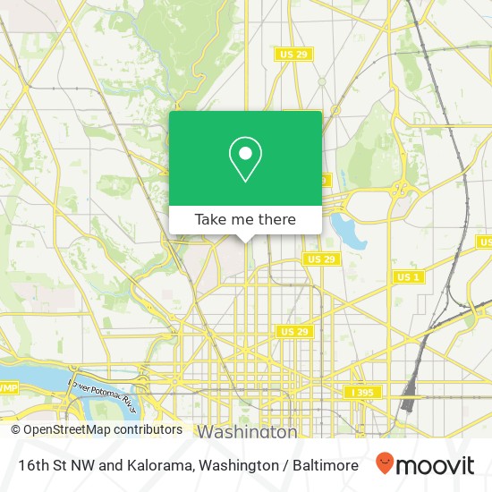 Mapa de 16th St NW and Kalorama, Washington, DC 20009