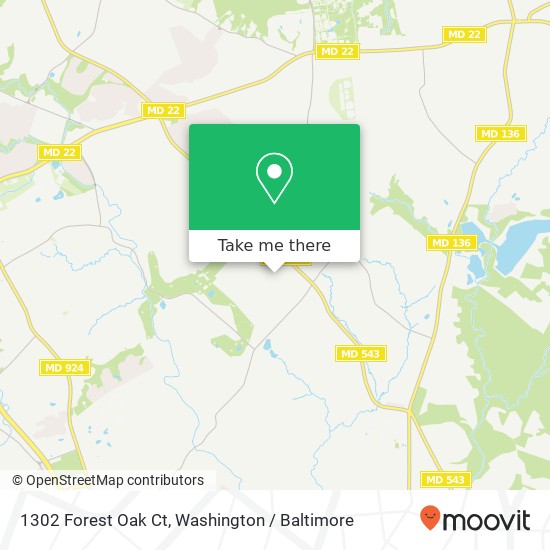 Mapa de 1302 Forest Oak Ct, Bel Air, MD 21015