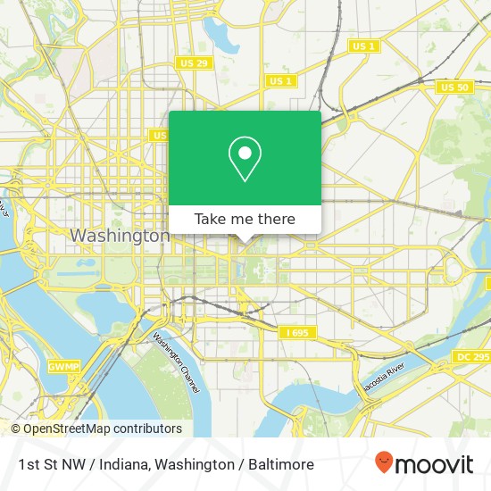Mapa de 1st St NW / Indiana, Washington, DC 20001