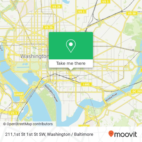 Mapa de 211,1st St 1st St SW, Washington, DC 20024