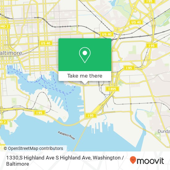 Mapa de 1330,S Highland Ave S Highland Ave, Baltimore, MD 21224