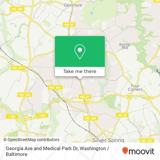 Mapa de Georgia Ave and Medical Park Dr, Silver Spring, MD 20902