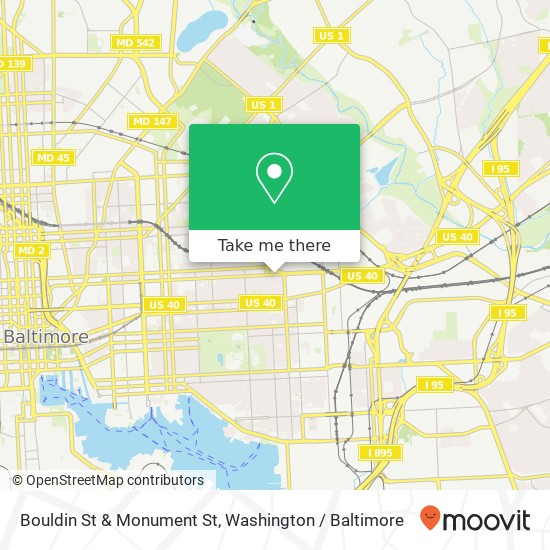 Mapa de Bouldin St & Monument St, Baltimore, MD 21205