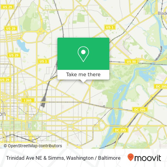 Mapa de Trinidad Ave NE & Simms, Washington, DC 20002