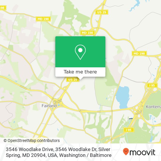 Mapa de 3546 Woodlake Drive, 3546 Woodlake Dr, Silver Spring, MD 20904, USA