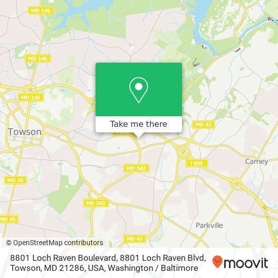 Mapa de 8801 Loch Raven Boulevard, 8801 Loch Raven Blvd, Towson, MD 21286, USA