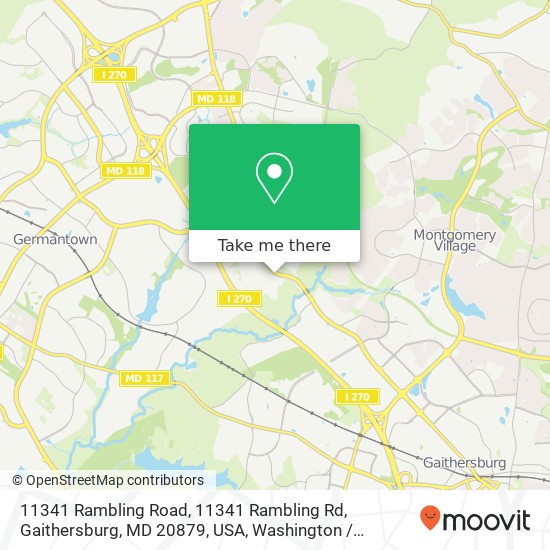 Mapa de 11341 Rambling Road, 11341 Rambling Rd, Gaithersburg, MD 20879, USA