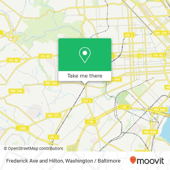 Frederick Ave and Hilton, Baltimore, MD 21229 map