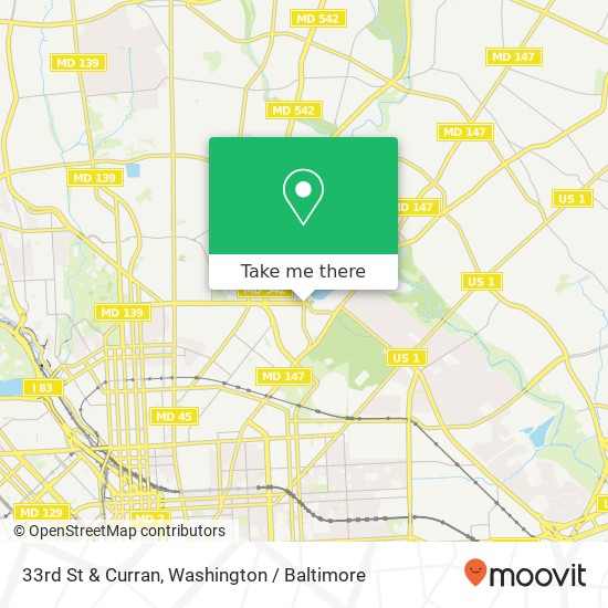 Mapa de 33rd St & Curran, Baltimore, MD 21218