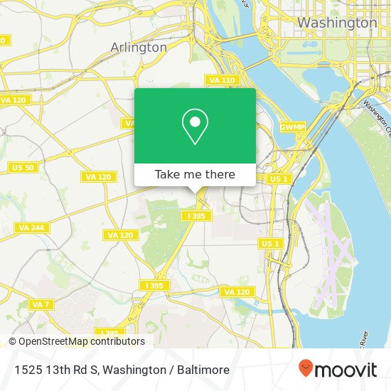 Mapa de 1525 13th Rd S, Arlington, VA 22204
