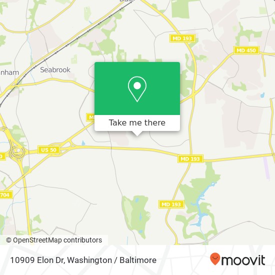 Mapa de 10909 Elon Dr, Bowie, MD 20720