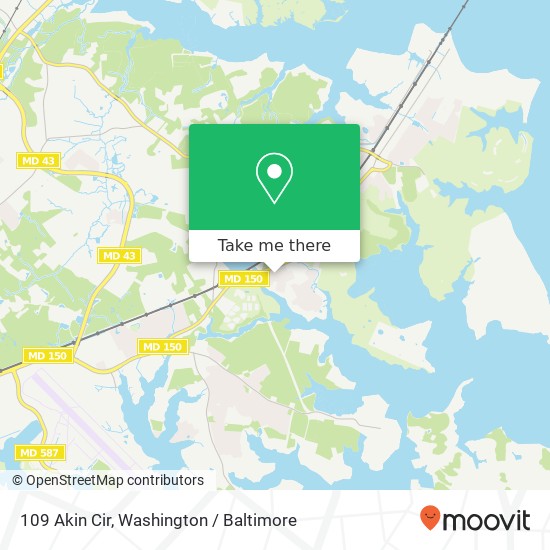 Mapa de 109 Akin Cir, Middle River, MD 21220