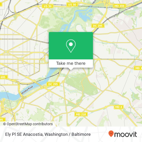 Mapa de Ely Pl SE Anacostia, Washington, DC 20019