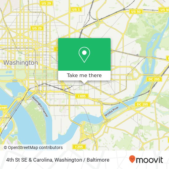 Mapa de 4th St SE & Carolina, Washington, DC 20003