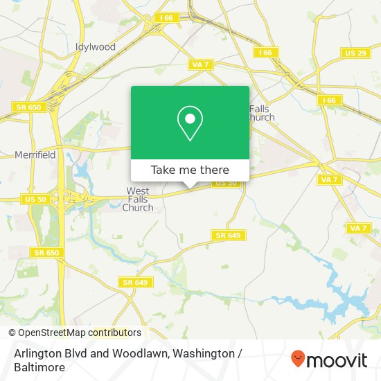 Arlington Blvd and Woodlawn, Falls Church, VA 22042 map