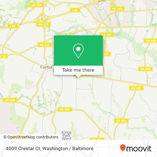 Mapa de 4009 Crestar Ct, Fairfax, VA 22032