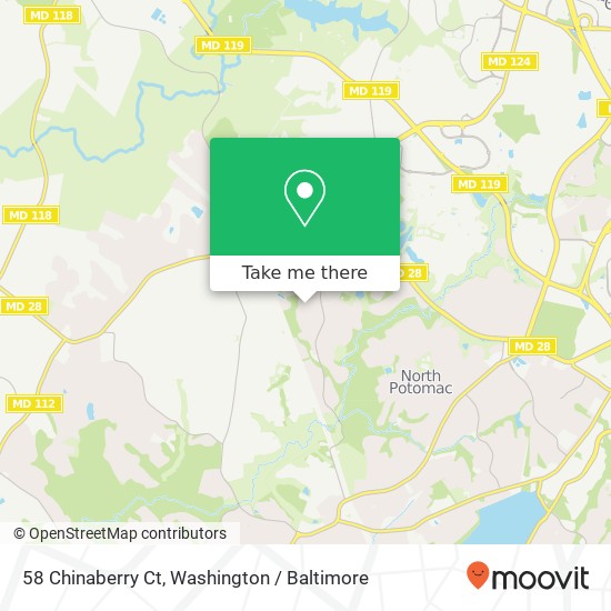Mapa de 58 Chinaberry Ct, Gaithersburg, MD 20878