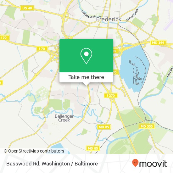 Mapa de Basswood Rd, Frederick, MD 21703