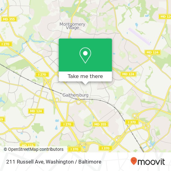 Mapa de 211 Russell Ave, Gaithersburg, MD 20877