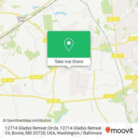 Mapa de 12714 Gladys Retreat Circle, 12714 Gladys Retreat Cir, Bowie, MD 20720, USA