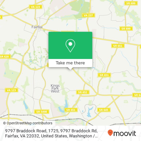 9797 Braddock Road, 1725, 9797 Braddock Rd, Fairfax, VA 22032, United States map