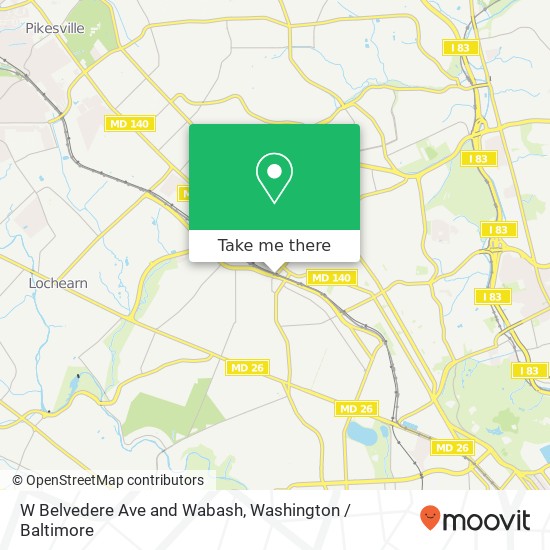 Mapa de W Belvedere Ave and Wabash, Baltimore, MD 21215