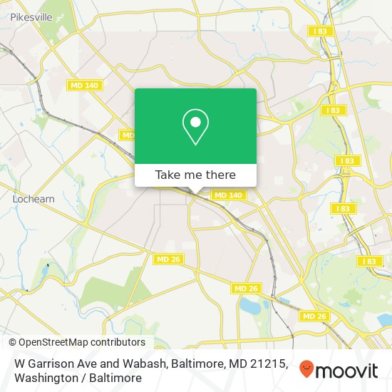 Mapa de W Garrison Ave and Wabash, Baltimore, MD 21215