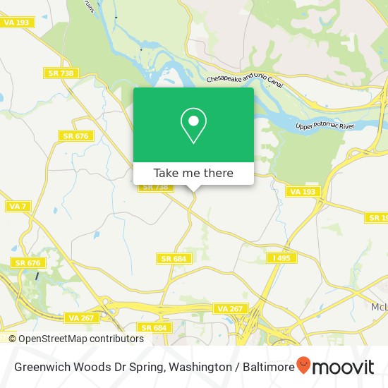 Mapa de Greenwich Woods Dr Spring, McLean, VA 22102