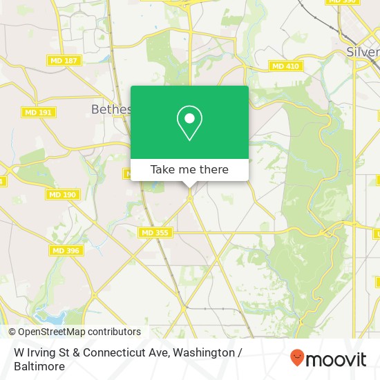 Mapa de W Irving St & Connecticut Ave, Chevy Chase, MD 20815