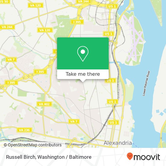 Mapa de Russell Birch, Alexandria, VA 22305