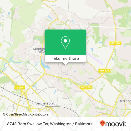 Mapa de 18748 Barn Swallow Ter, Gaithersburg, MD 20879