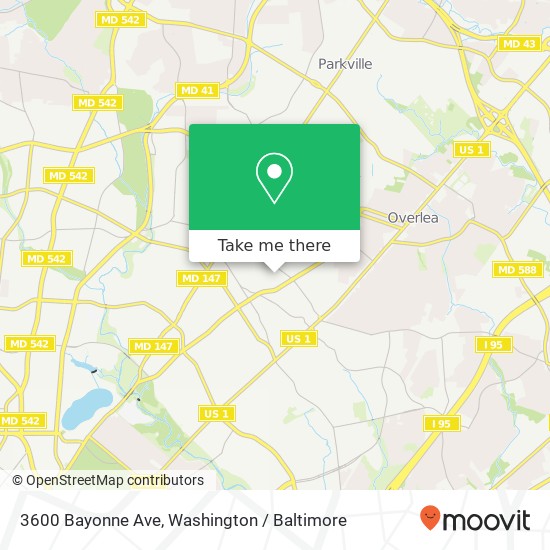Mapa de 3600 Bayonne Ave, Baltimore, MD 21206