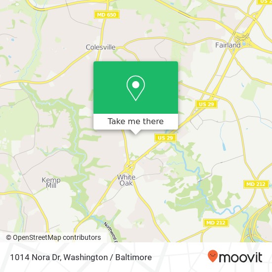 Mapa de 1014 Nora Dr, Silver Spring, MD 20904