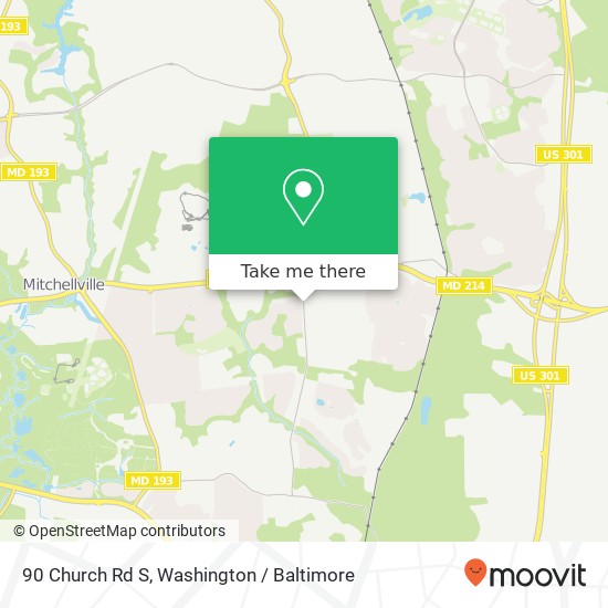 Mapa de 90 Church Rd S, Bowie, MD 20721