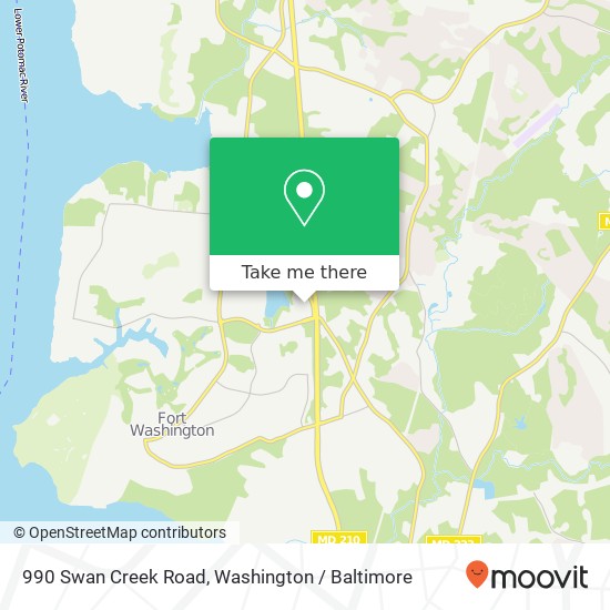 Mapa de 990 Swan Creek Road, 990 Swan Creek Rd, Fort Washington, MD 20744, USA