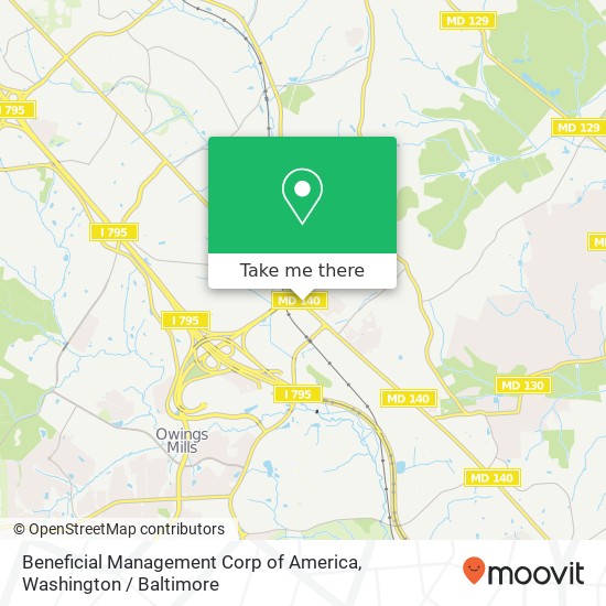 Mapa de Beneficial Management Corp of America, 10359 Reisterstown Rd