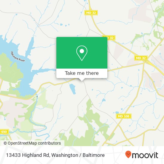 Mapa de 13433 Highland Rd, Highland, MD 20777