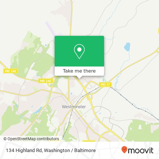 Mapa de 134 Highland Rd, Westminster, MD 21157