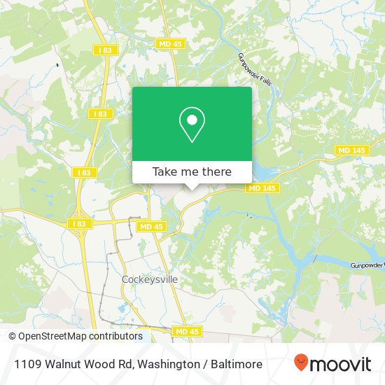 Mapa de 1109 Walnut Wood Rd, Cockeysville, MD 21030