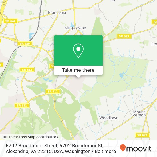 Mapa de 5702 Broadmoor Street, 5702 Broadmoor St, Alexandria, VA 22315, USA
