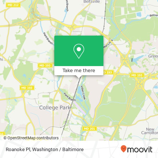 Mapa de Roanoke Pl, College Park (BERWYN), MD 20740