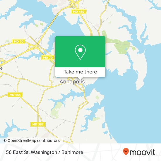 Mapa de 56 East St, Annapolis, MD 21401