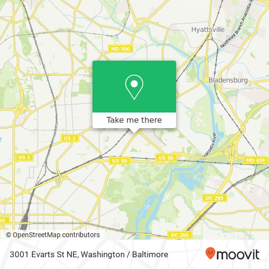 Mapa de 3001 Evarts St NE, Washington, DC 20018