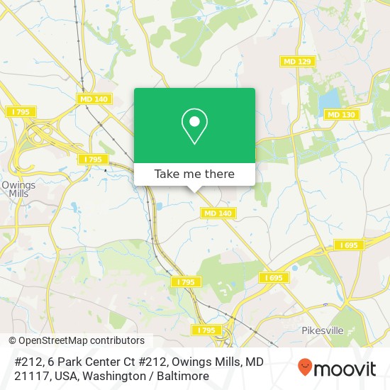 #212, 6 Park Center Ct #212, Owings Mills, MD 21117, USA map